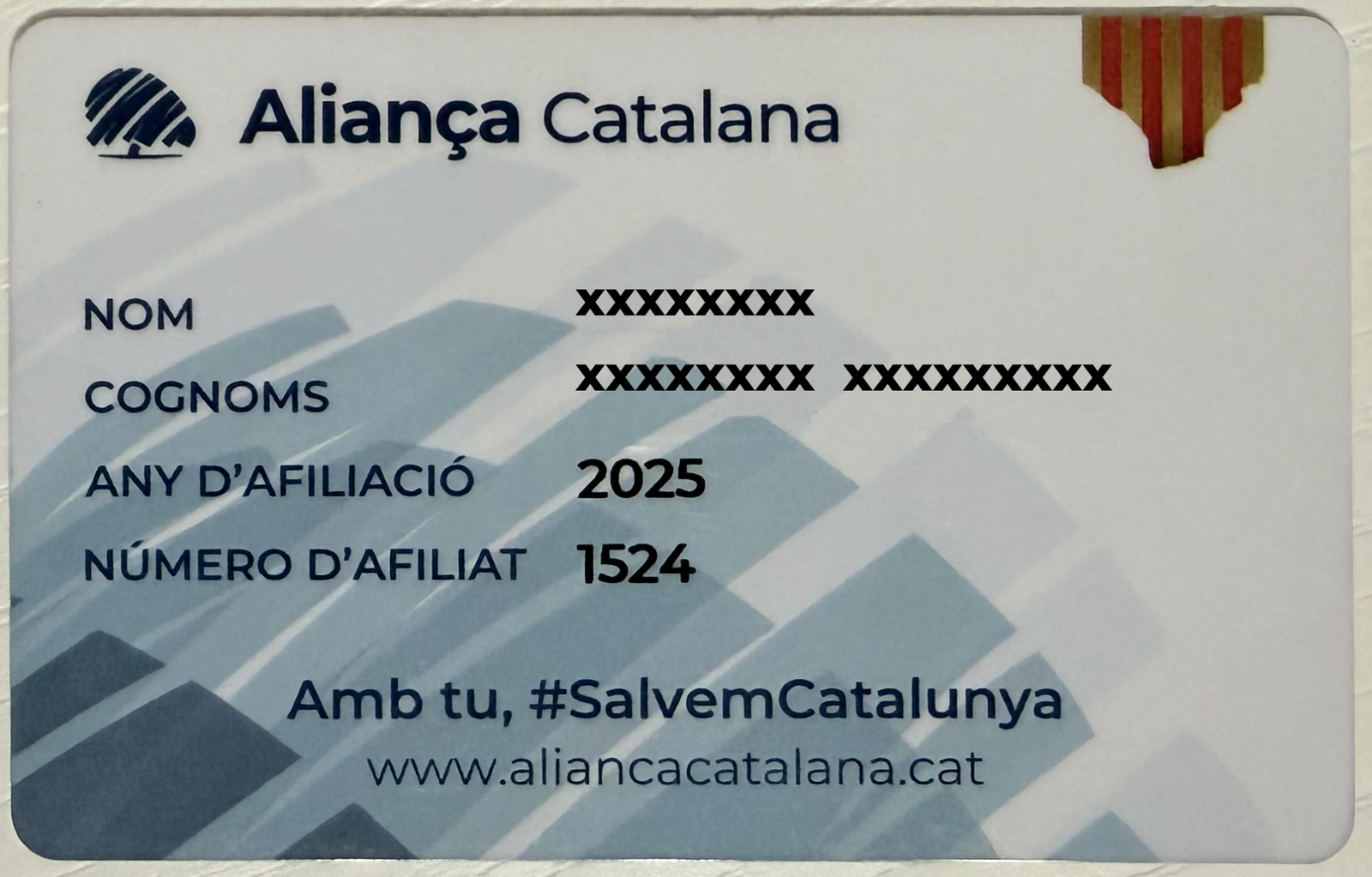 Anvers del carnet real d’afiliat amb les dades personals anonimitzades